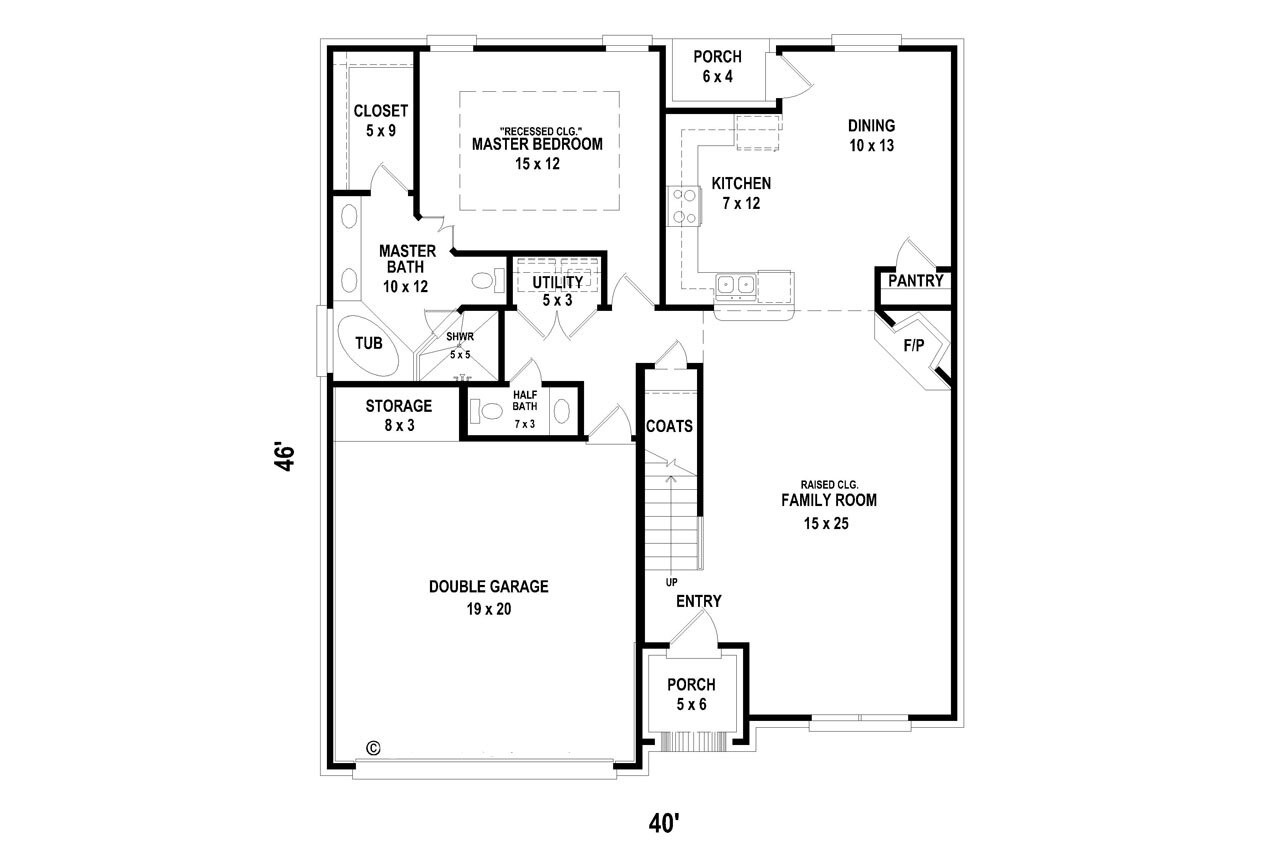 European House Plan - 85789 - 1st Floor Plan