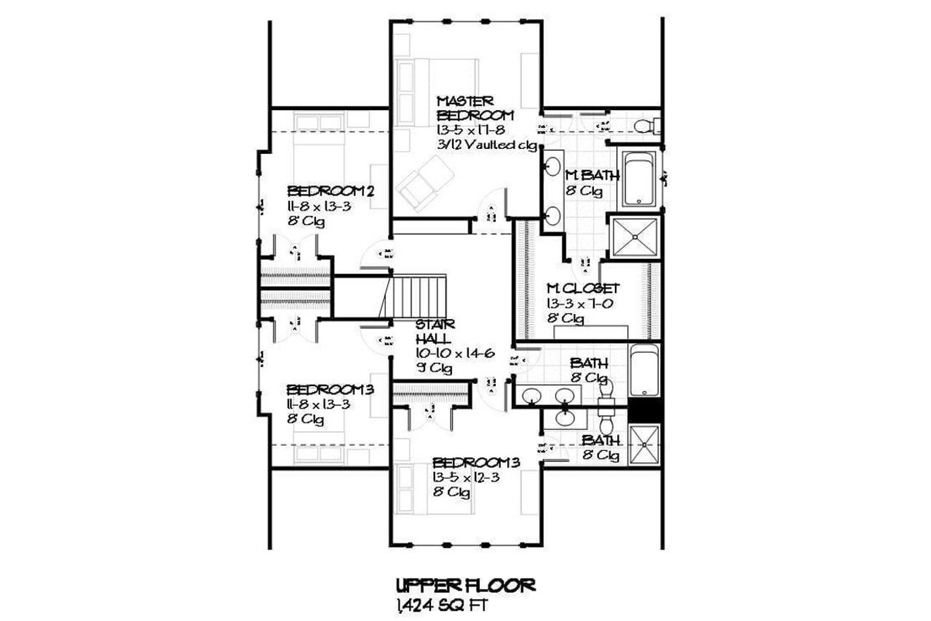 Secondary Image - Craftsman House Plan - Alpine 85980 - 2nd Floor Plan