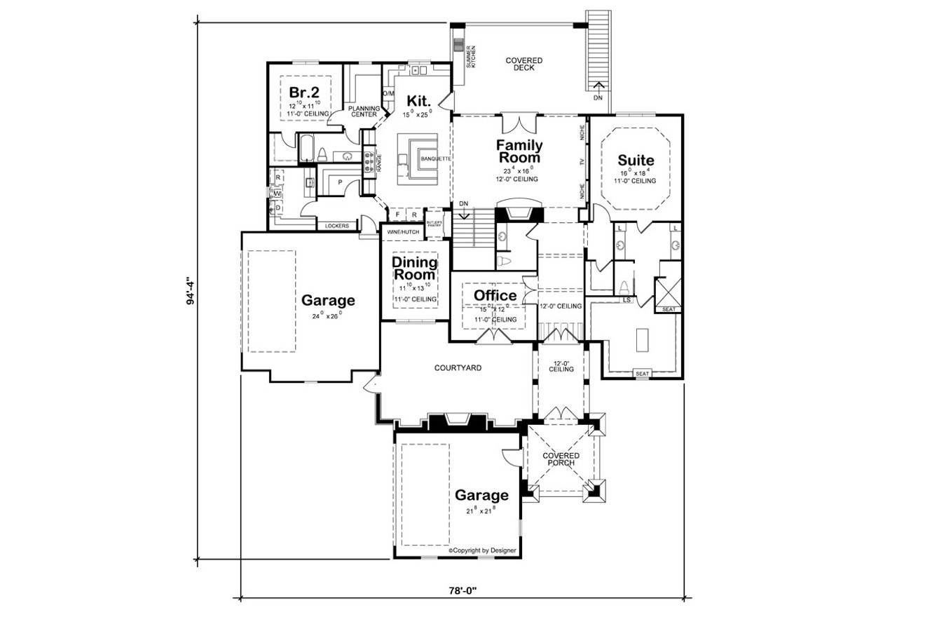 European House Plan - Ashwood Glenn 86001 - 1st Floor Plan