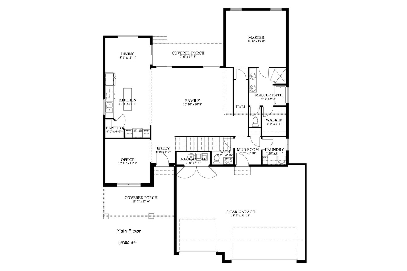 Farmhouse House Plan - Ashwood 85901 - 1st Floor Plan