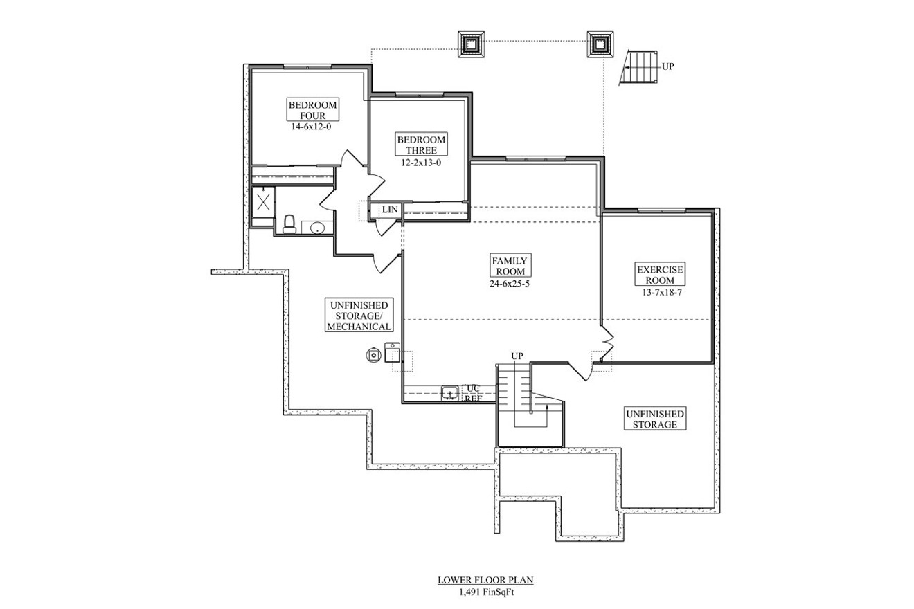 Secondary Image - Ranch House Plan - Aspen Grove 86311 - Basement Floor Plan