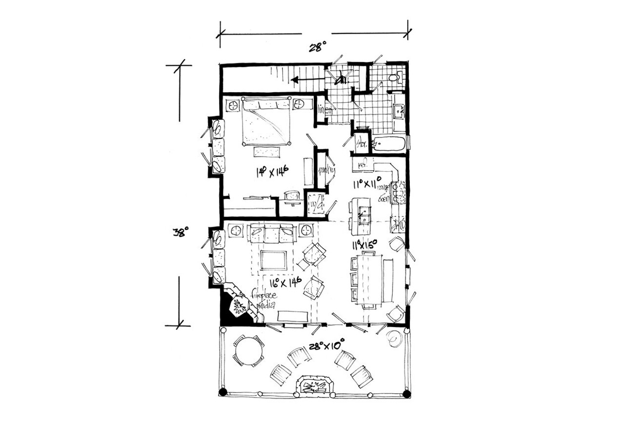 Cottage House Plan - Bighorn 86634 - 1st Floor Plan