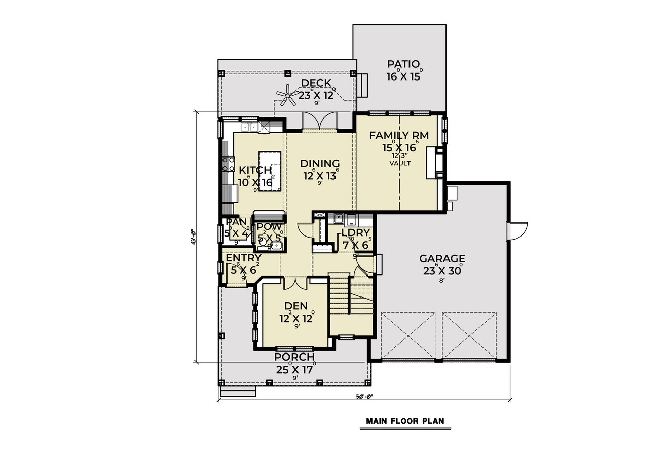 Craftsman House Plan - 87303 - 1st Floor Plan