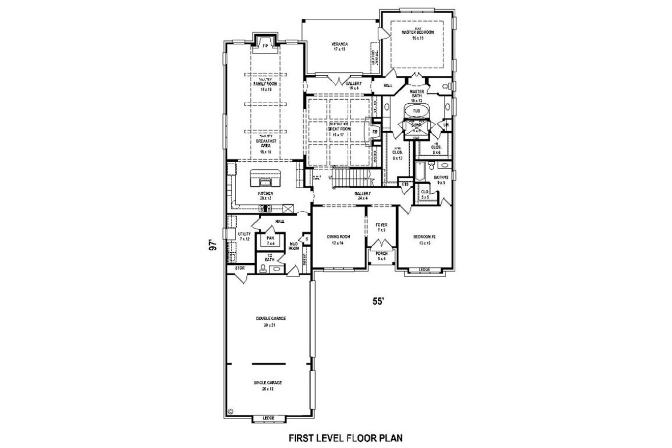 European House Plan - 87555 - 1st Floor Plan