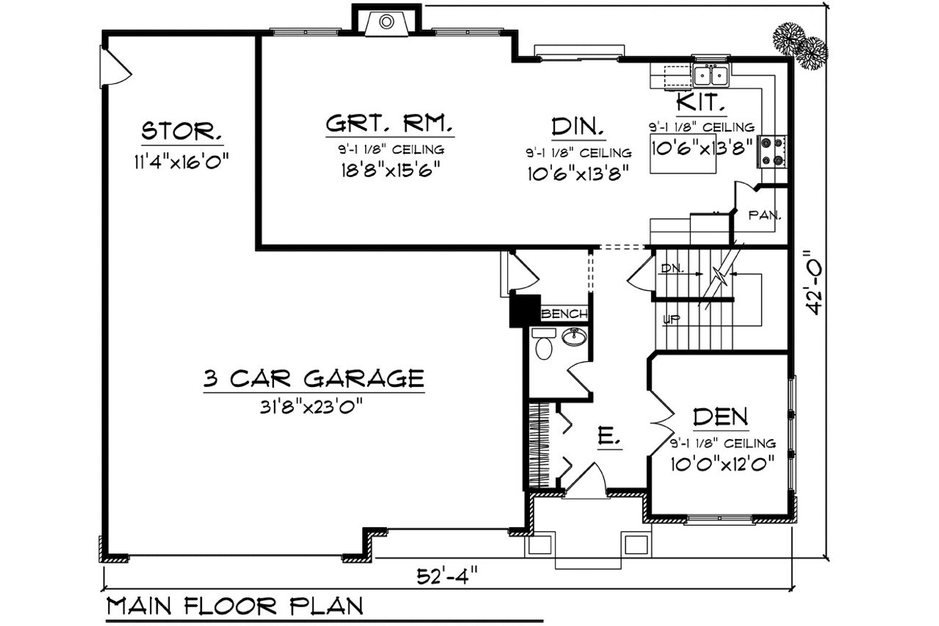 Prairie House Plan - 87598 - 1st Floor Plan