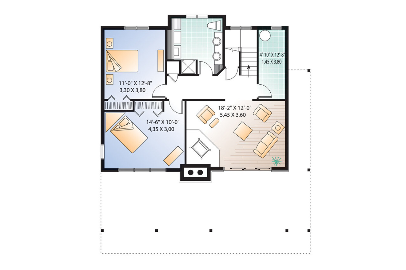 A-Frame House Plan - The Sun Stream 2 87604 - Basement Floor Plan