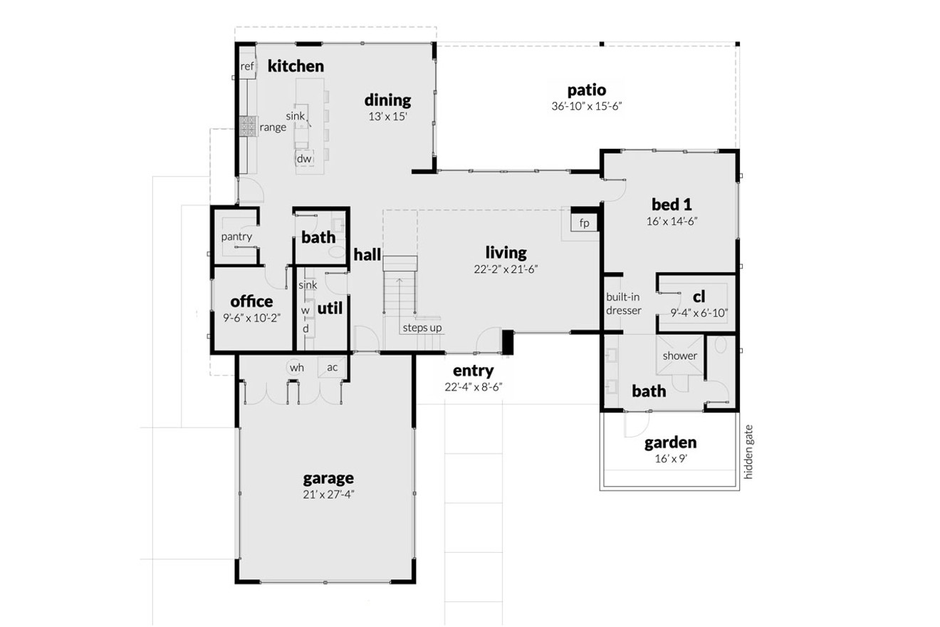 Modern House Plan - Le Conte 87921 - 1st Floor Plan