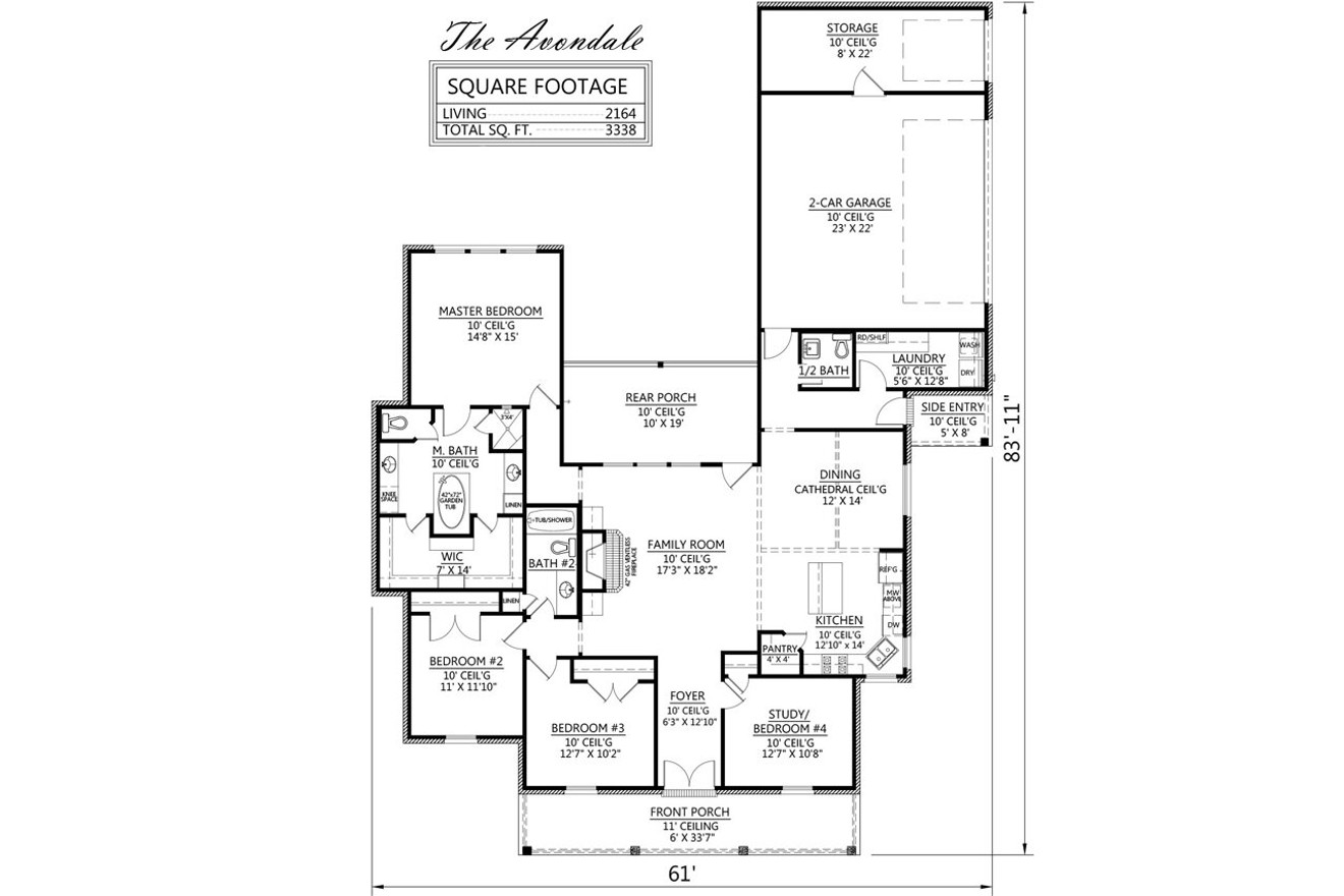 European House Plan - Avondale 88116 - 1st Floor Plan
