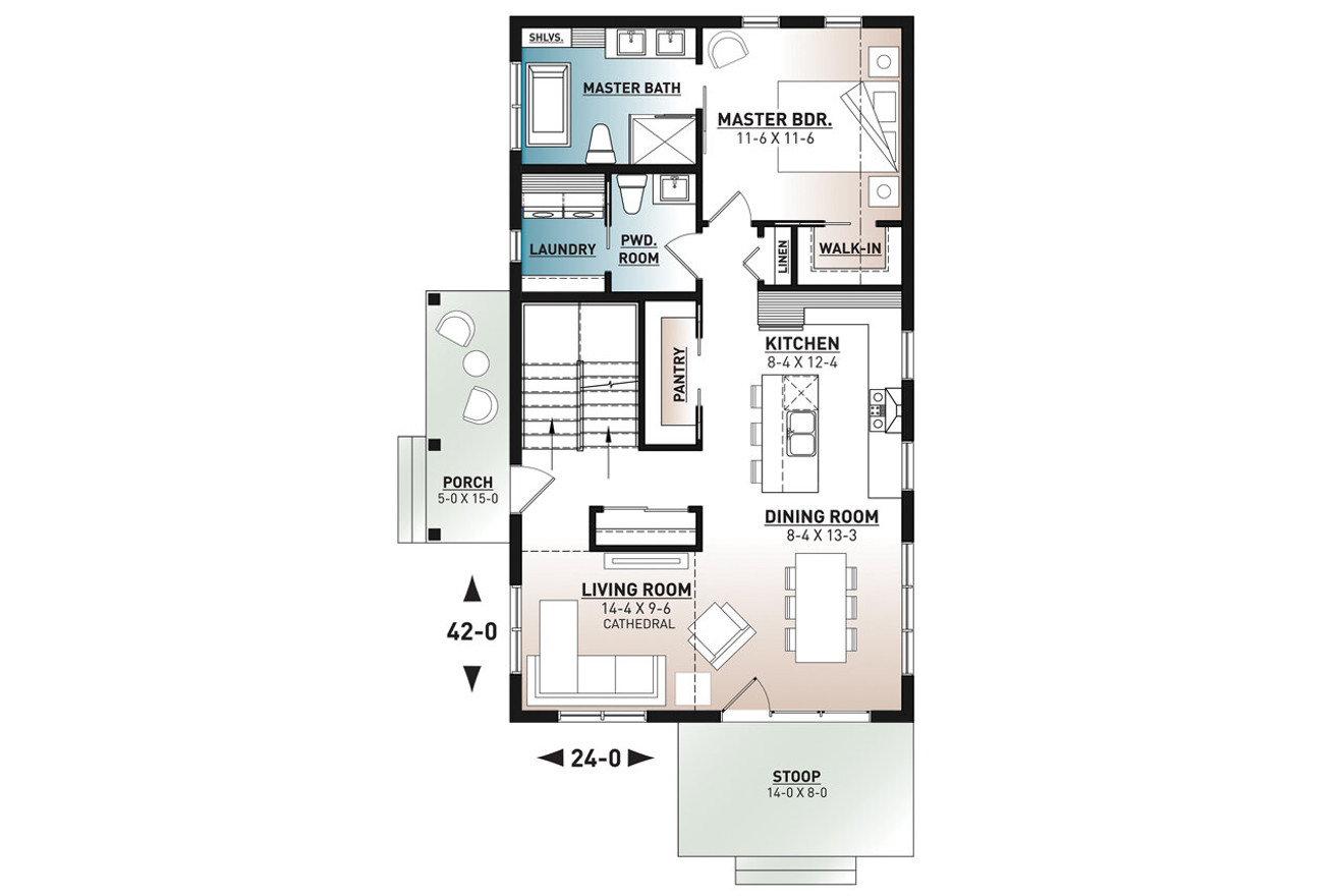 Modern House Plan - Willowgate 2 88102 - 1st Floor Plan