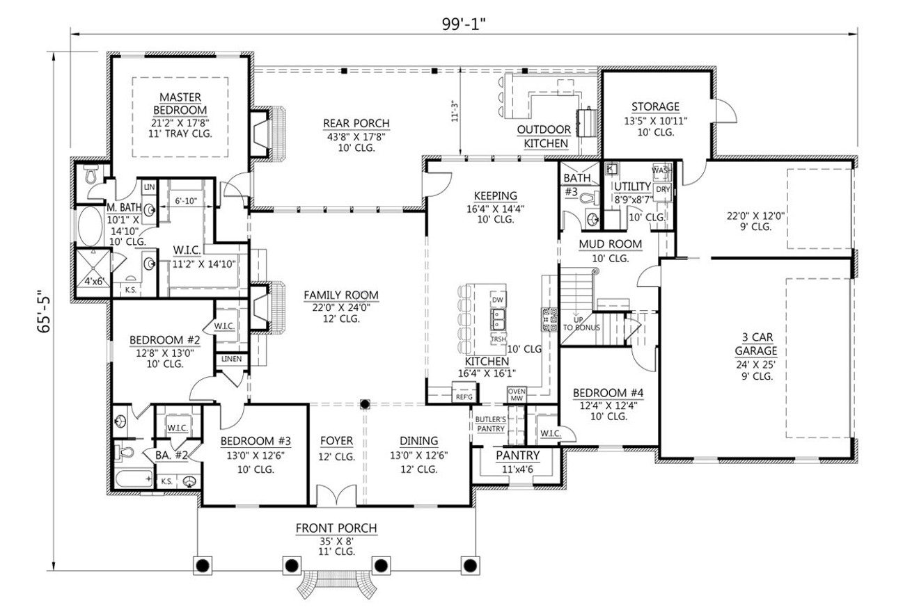 Southern House Plan - Natchitoches 88303 - 1st Floor Plan