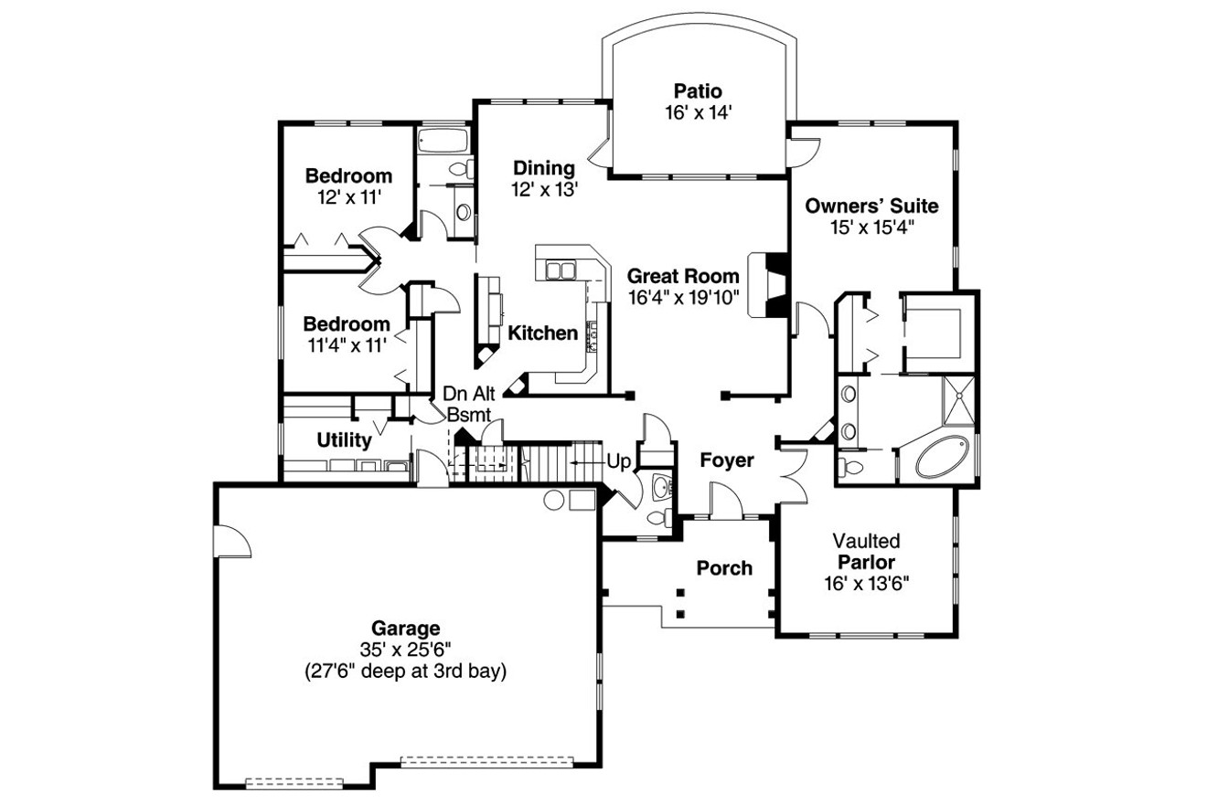 Craftsman House Plan - Cauldwell 88313 - 1st Floor Plan