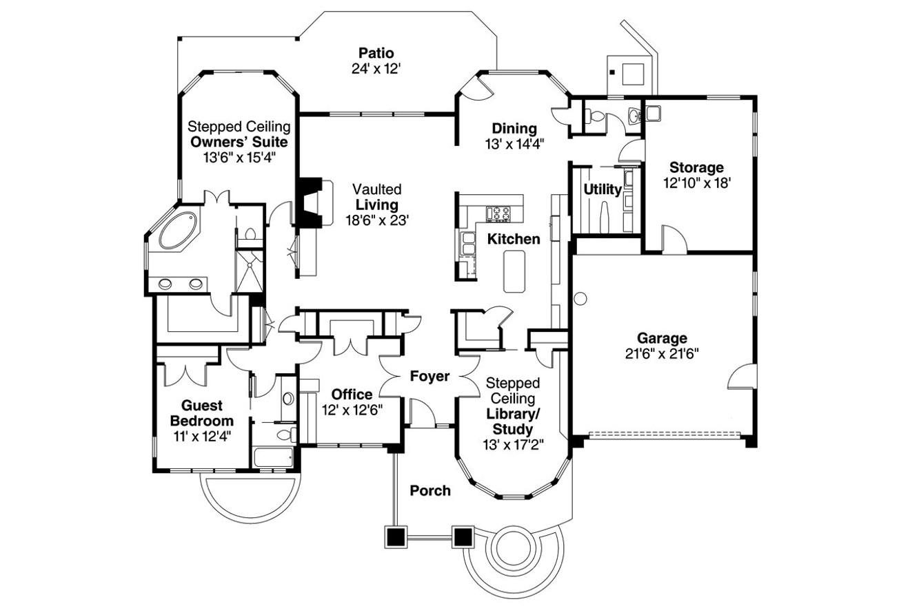 Prairie House Plan - Elmhurst 88781 - 1st Floor Plan