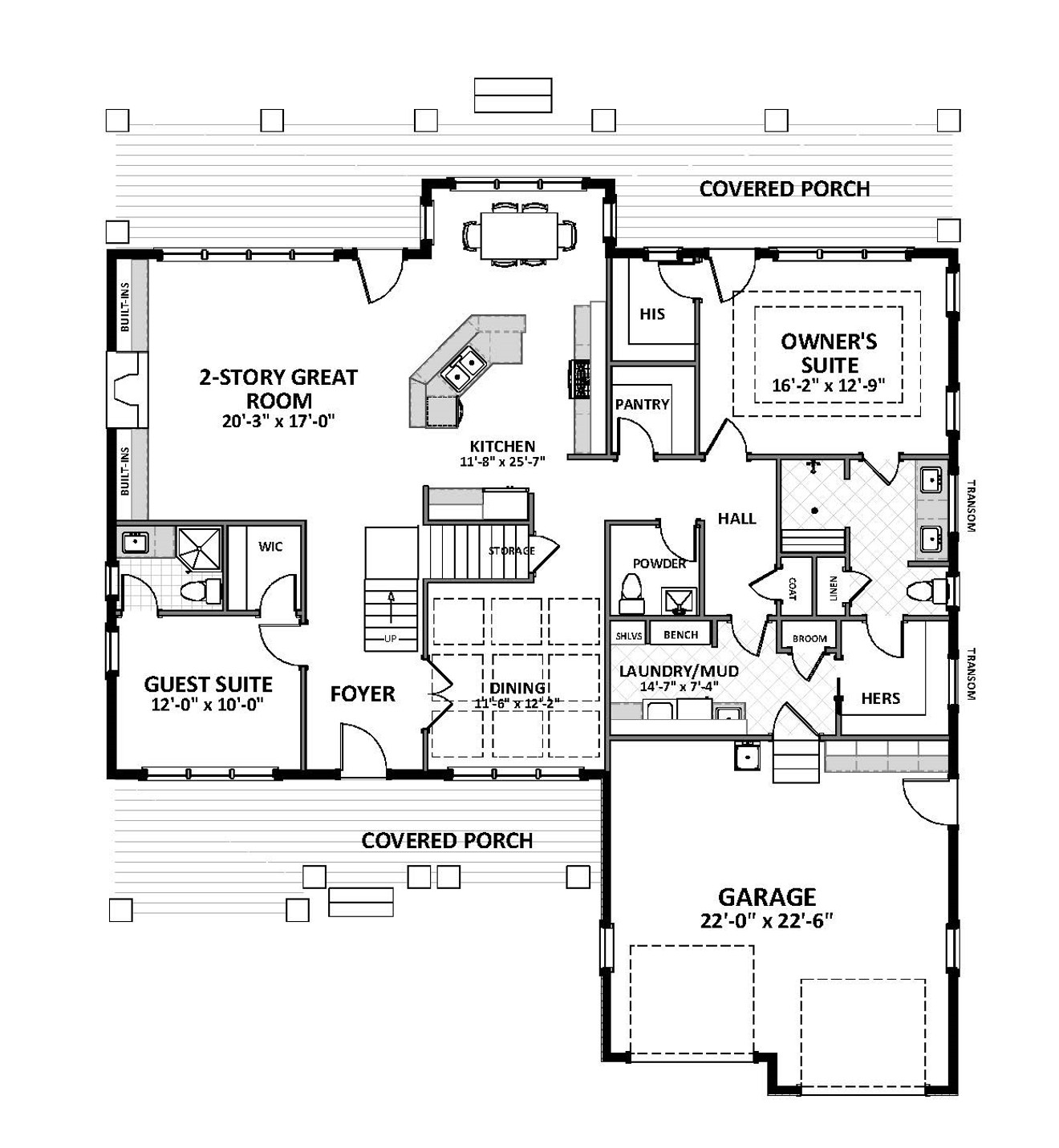 Craftsman House Plan - Hillsborough 88952 - 1st Floor Plan