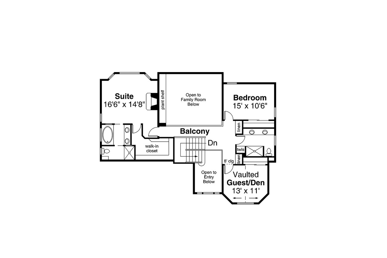 Secondary Image - Country House Plan - Hilyard 89018 - 2nd Floor Plan