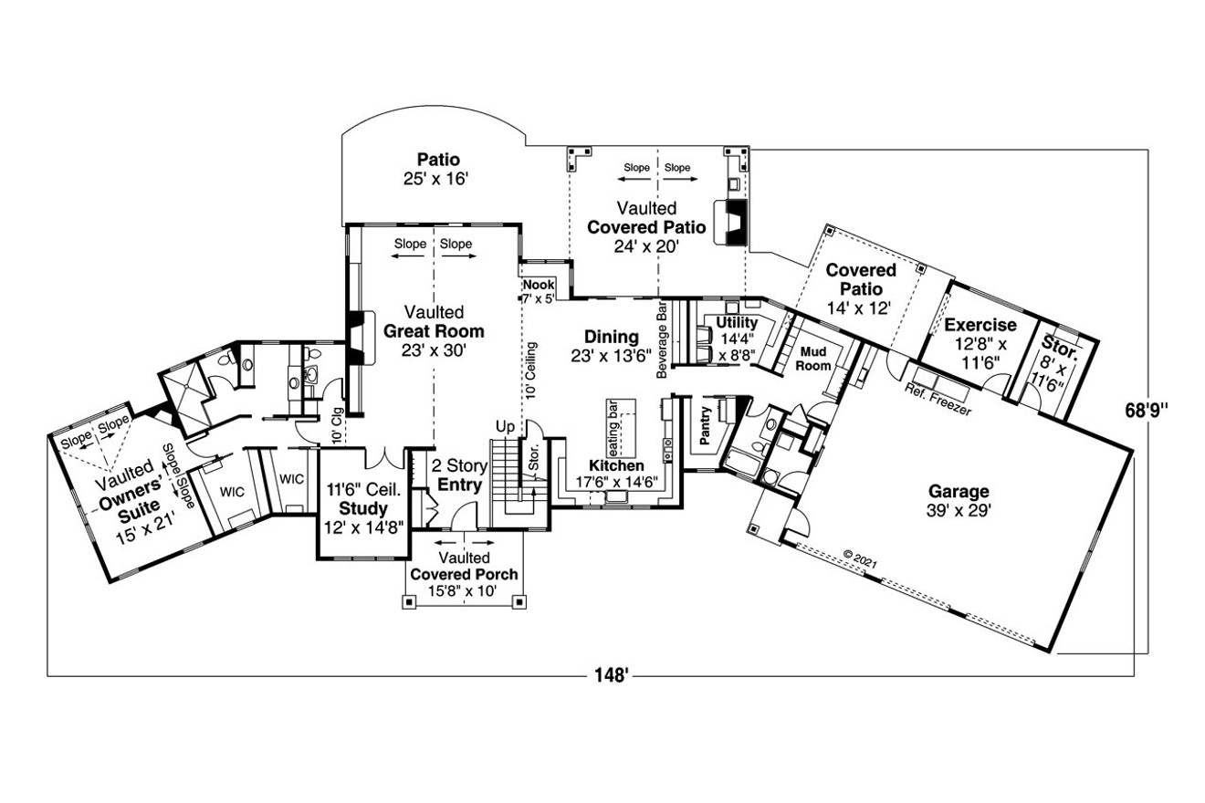 Craftsman House Plan - Tanglewood 89129 - 1st Floor Plan