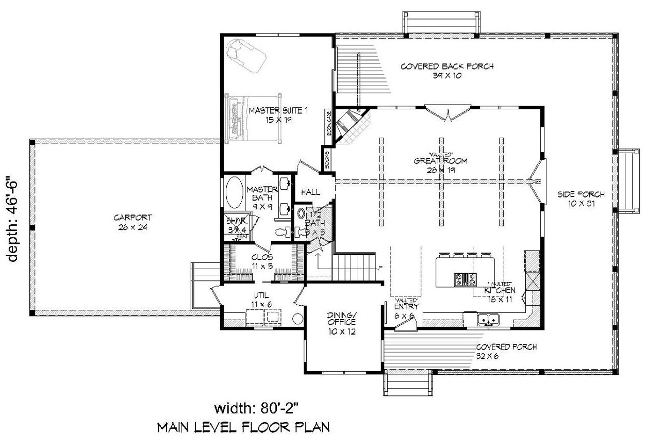 Country House Plan - Peachtree 89202 - 1st Floor Plan