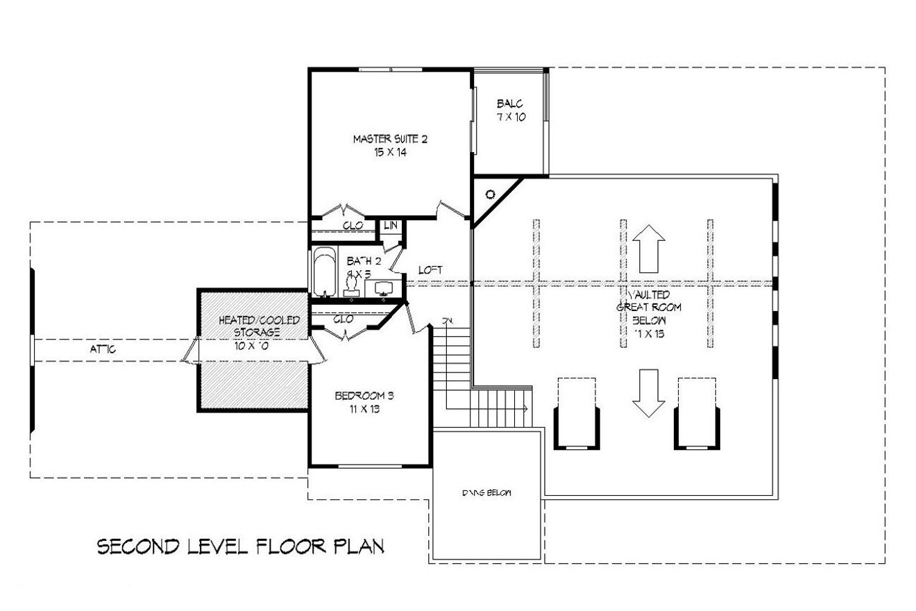 Secondary Image - Country House Plan - Peachtree 89202 - 2nd Floor Plan