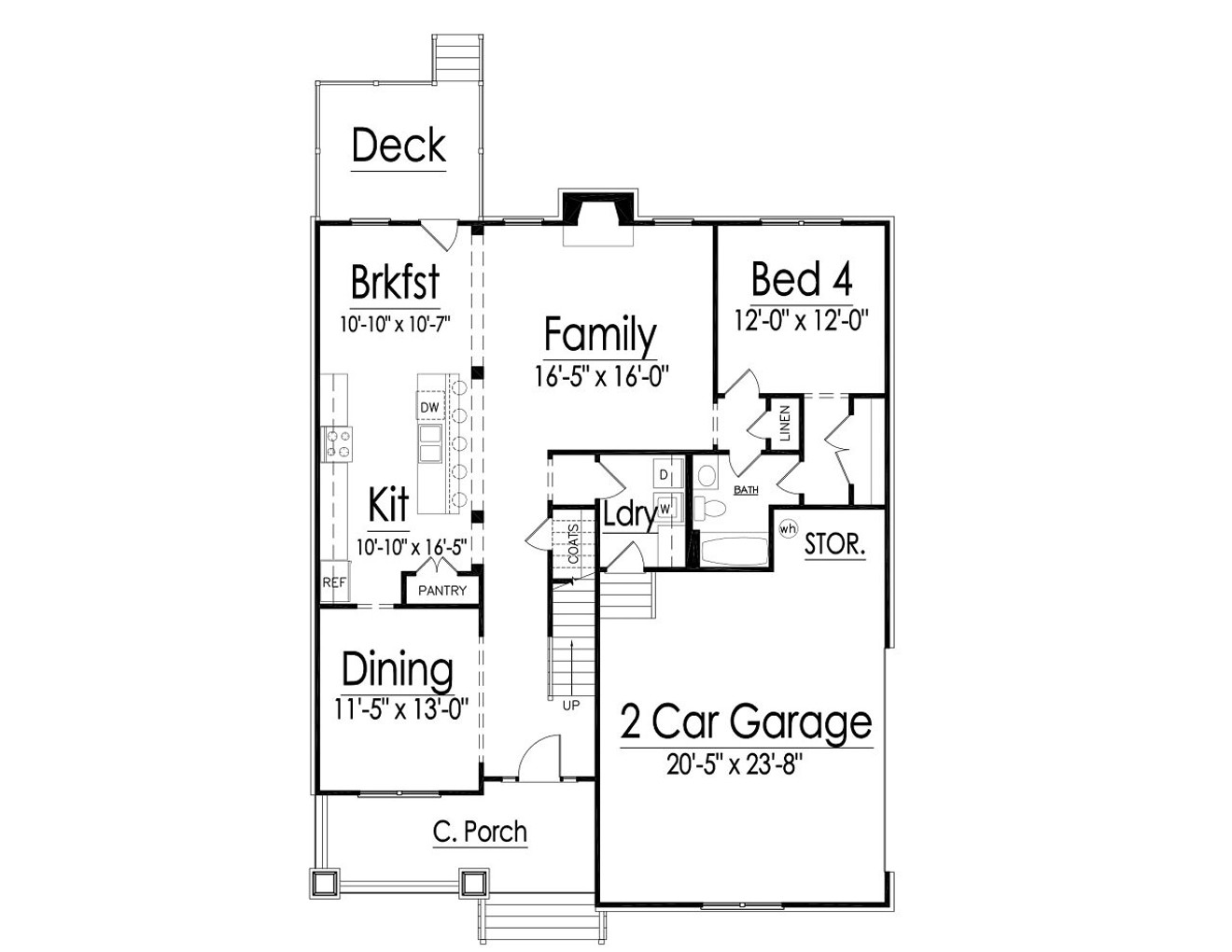 Bungalow House Plan - 89353 - 1st Floor Plan