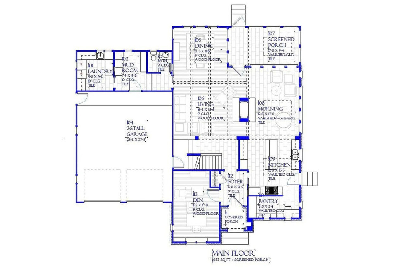 Tudor House Plan - Charleston 89475 - 1st Floor Plan