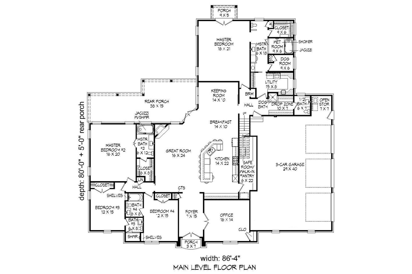 Colonial House Plan - 89464 - 1st Floor Plan