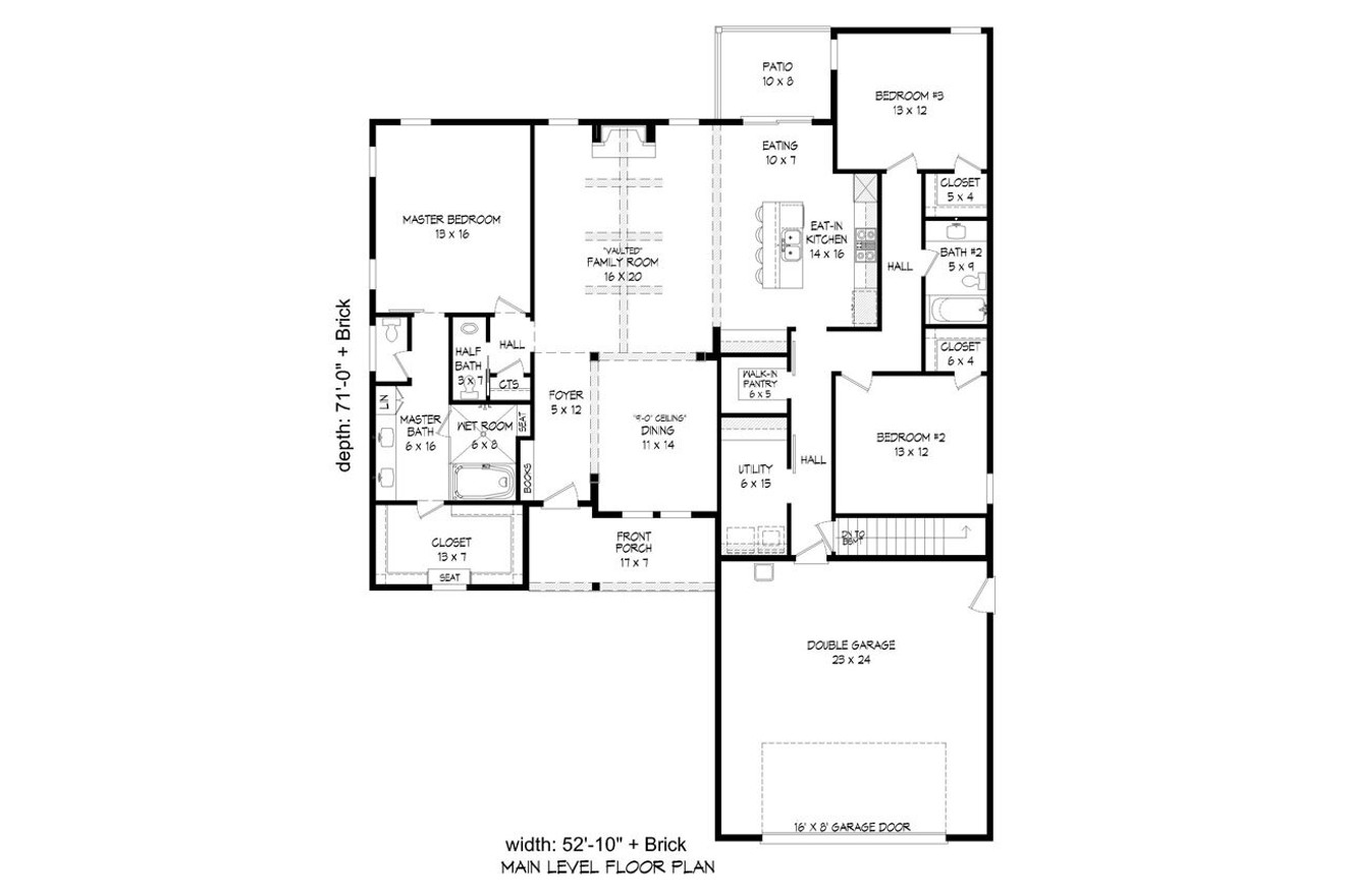 Ranch House Plan - 89539 - 1st Floor Plan