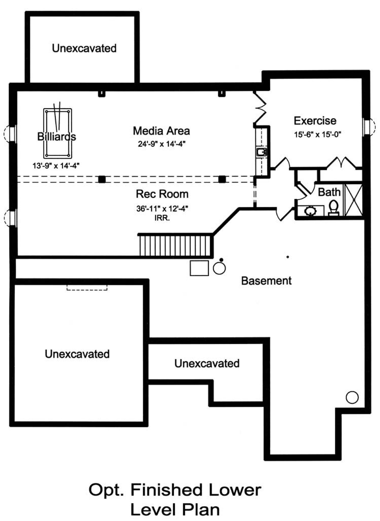 Secondary Image - European House Plan - Carmelite 89574 - Basement Floor Plan