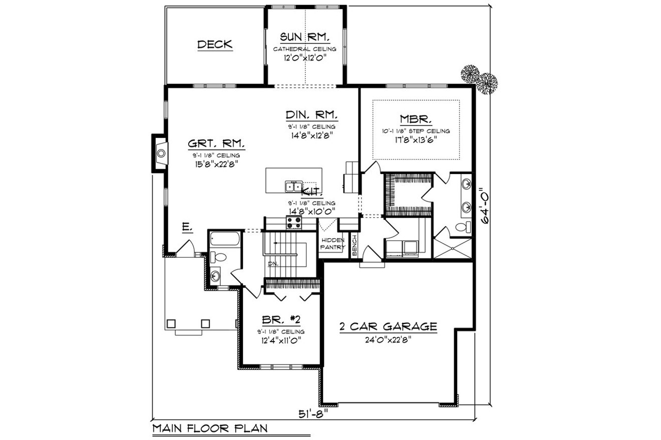 Craftsman House Plan - 90152 - 1st Floor Plan