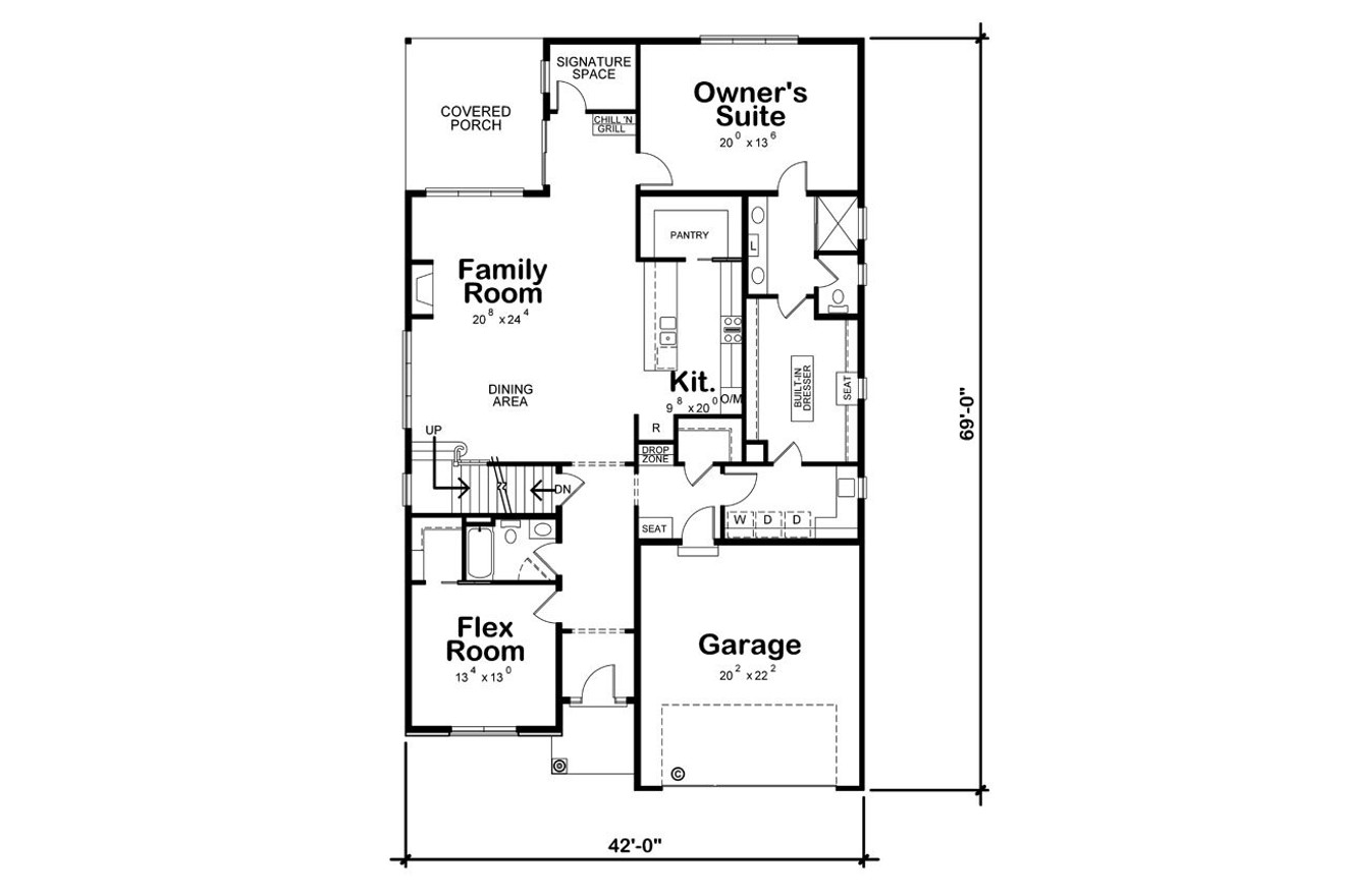 Craftsman House Plan - Fiala 90705 - 1st Floor Plan