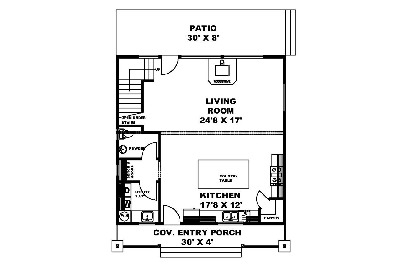 Cottage House Plan - 90870 - 1st Floor Plan