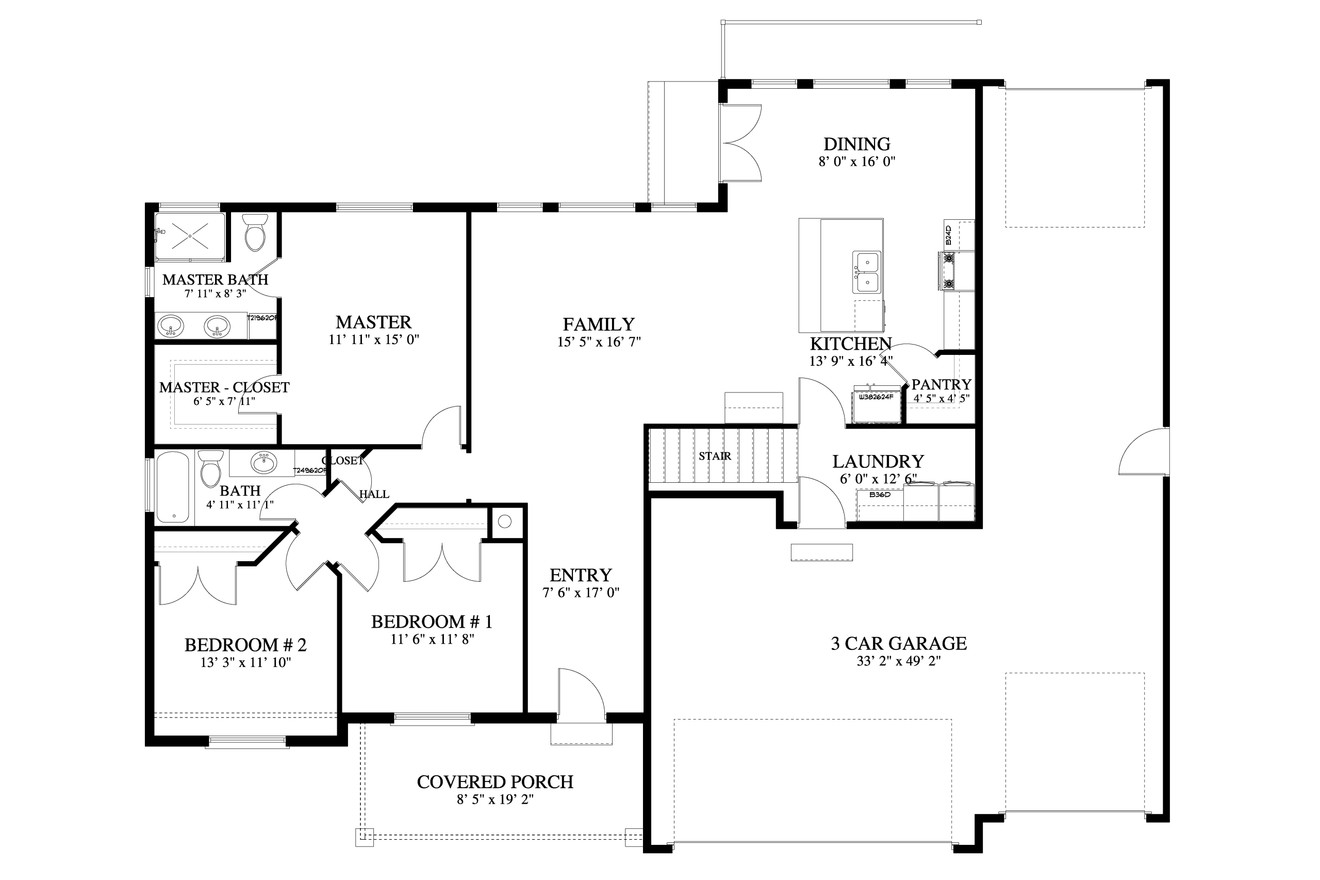 Traditional House Plan - Fluhman 90713 - 1st Floor Plan