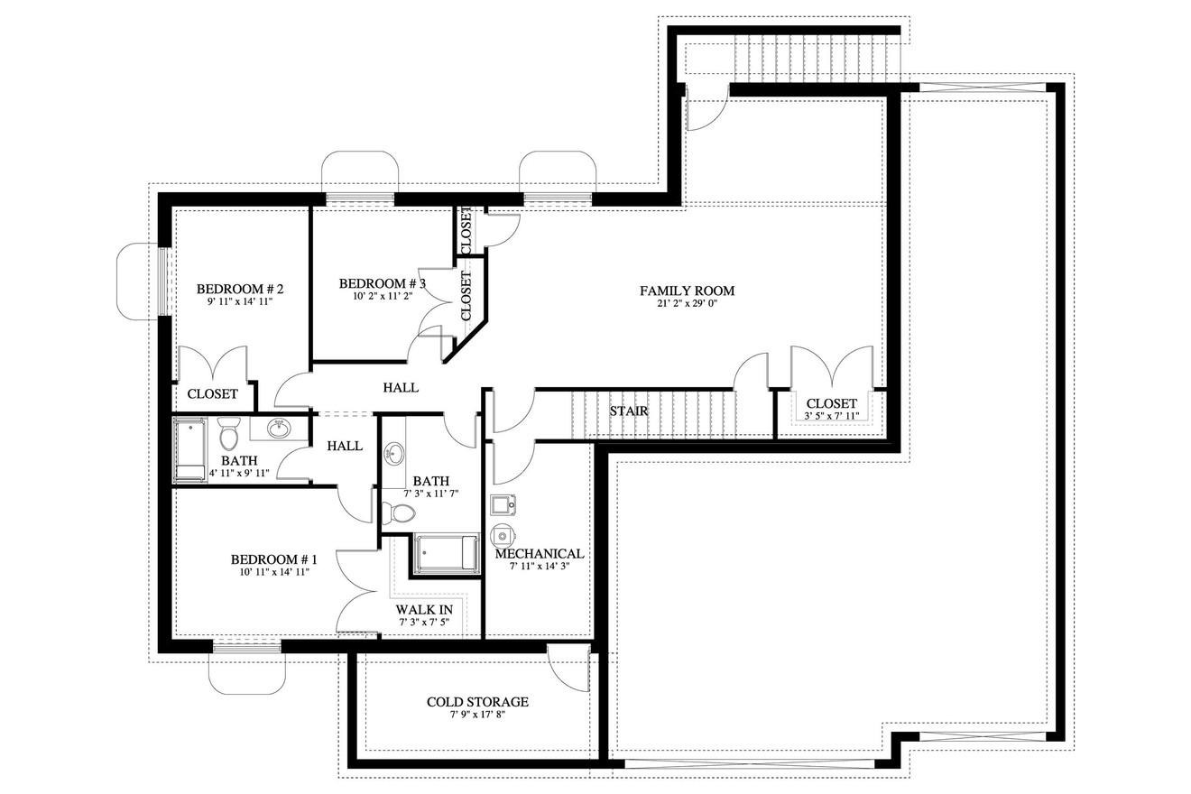 Traditional House Plan - Fluhman 90713 - Basement Floor Plan