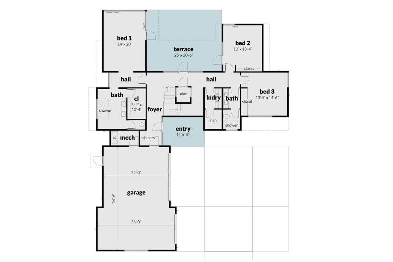 Modern House Plan - Sagebrush 90809 - 1st Floor Plan
