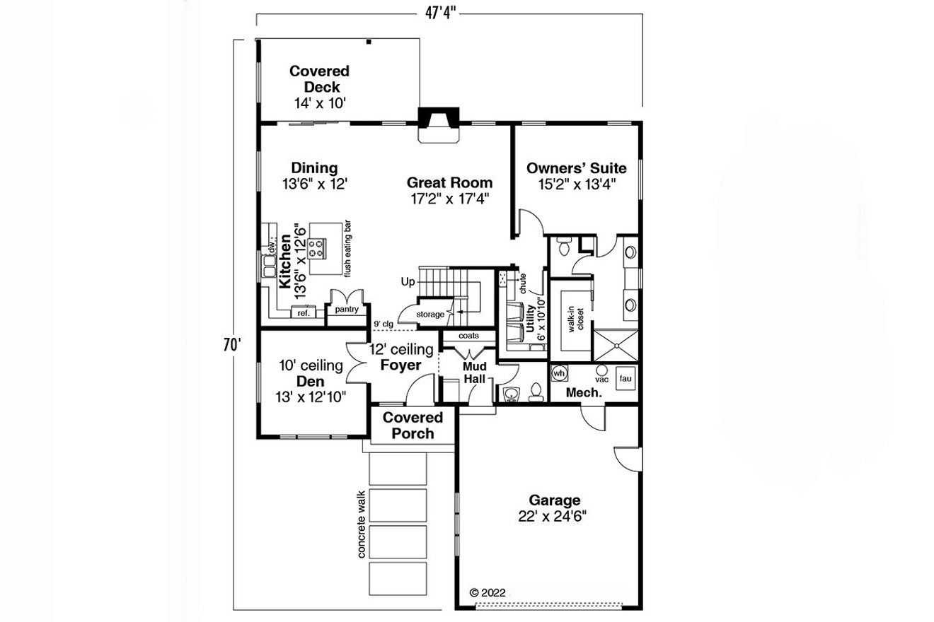 Contemporary House Plan - Pinehurst 90934 - 1st Floor Plan