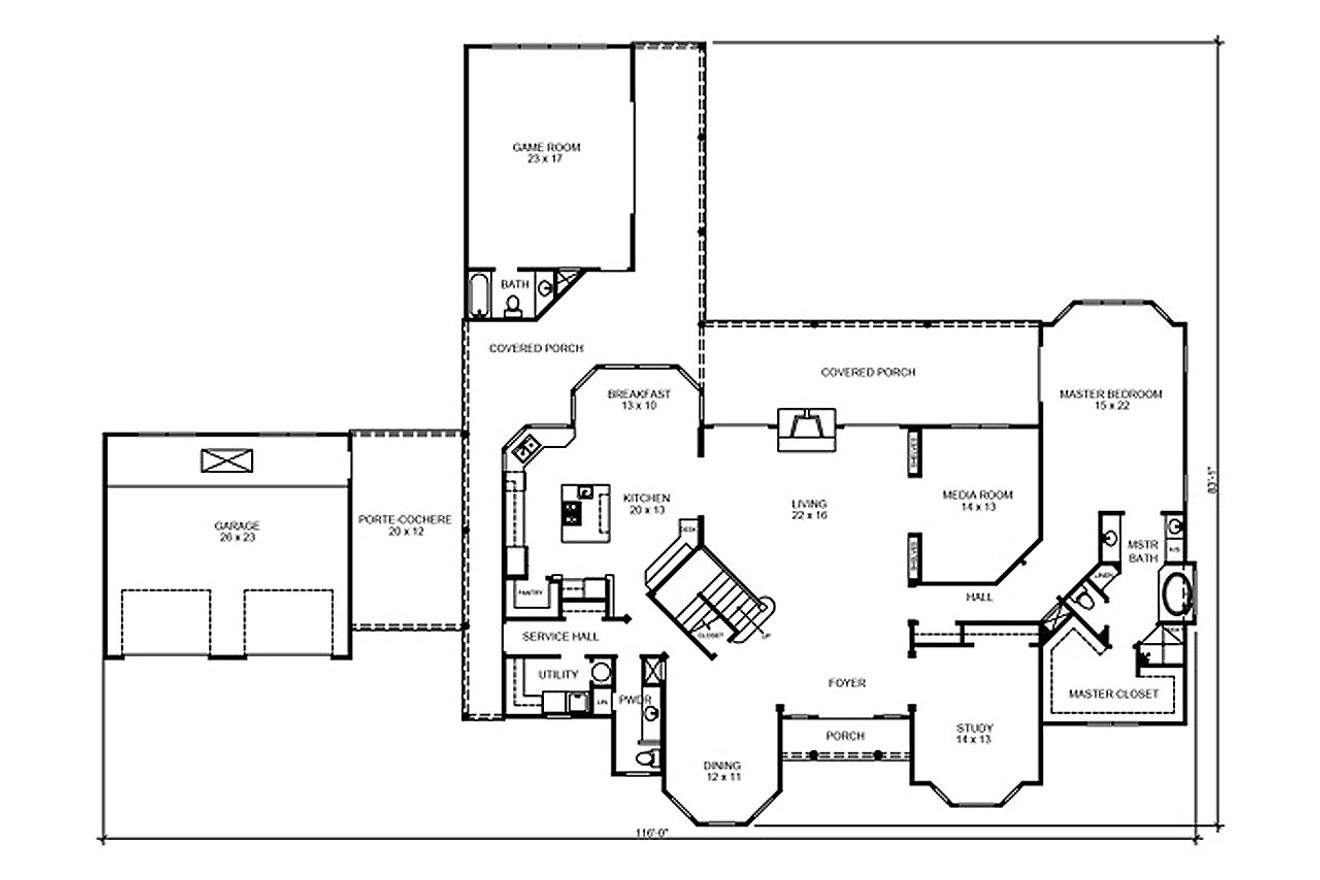 European House Plan - Garrison 91222 - 1st Floor Plan