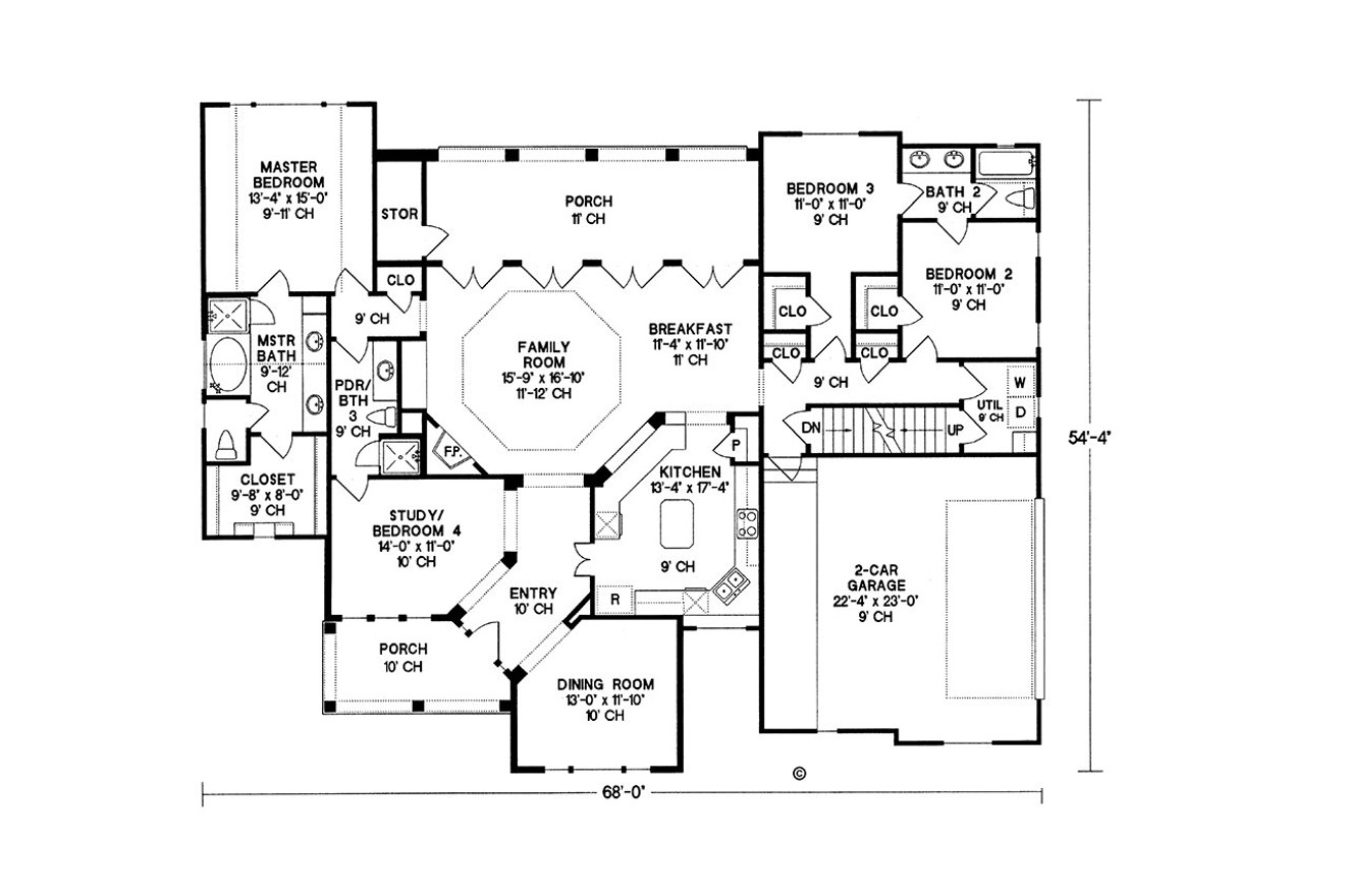 Farmhouse House Plan - Winston Court 91776 - 1st Floor Plan