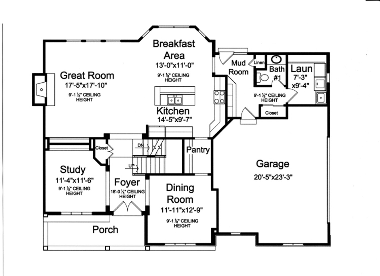 Farmhouse House Plan - Three Gables 91805 - 1st Floor Plan