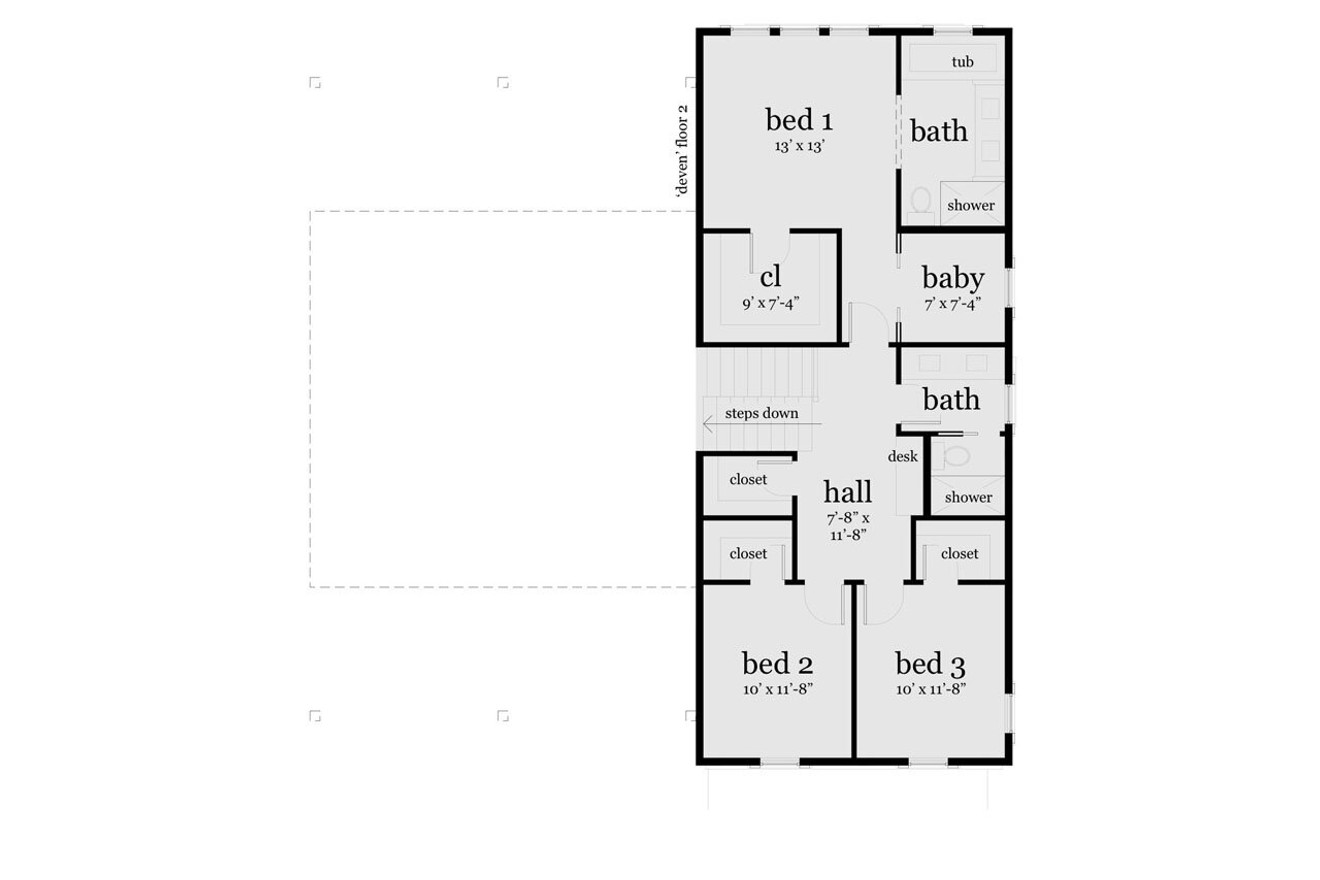 Secondary Image - Craftsman House Plan - Deven 91999 - 2nd Floor Plan