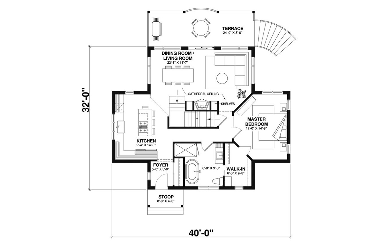 Cottage House Plan - Vistas 2 92029 - 1st Floor Plan