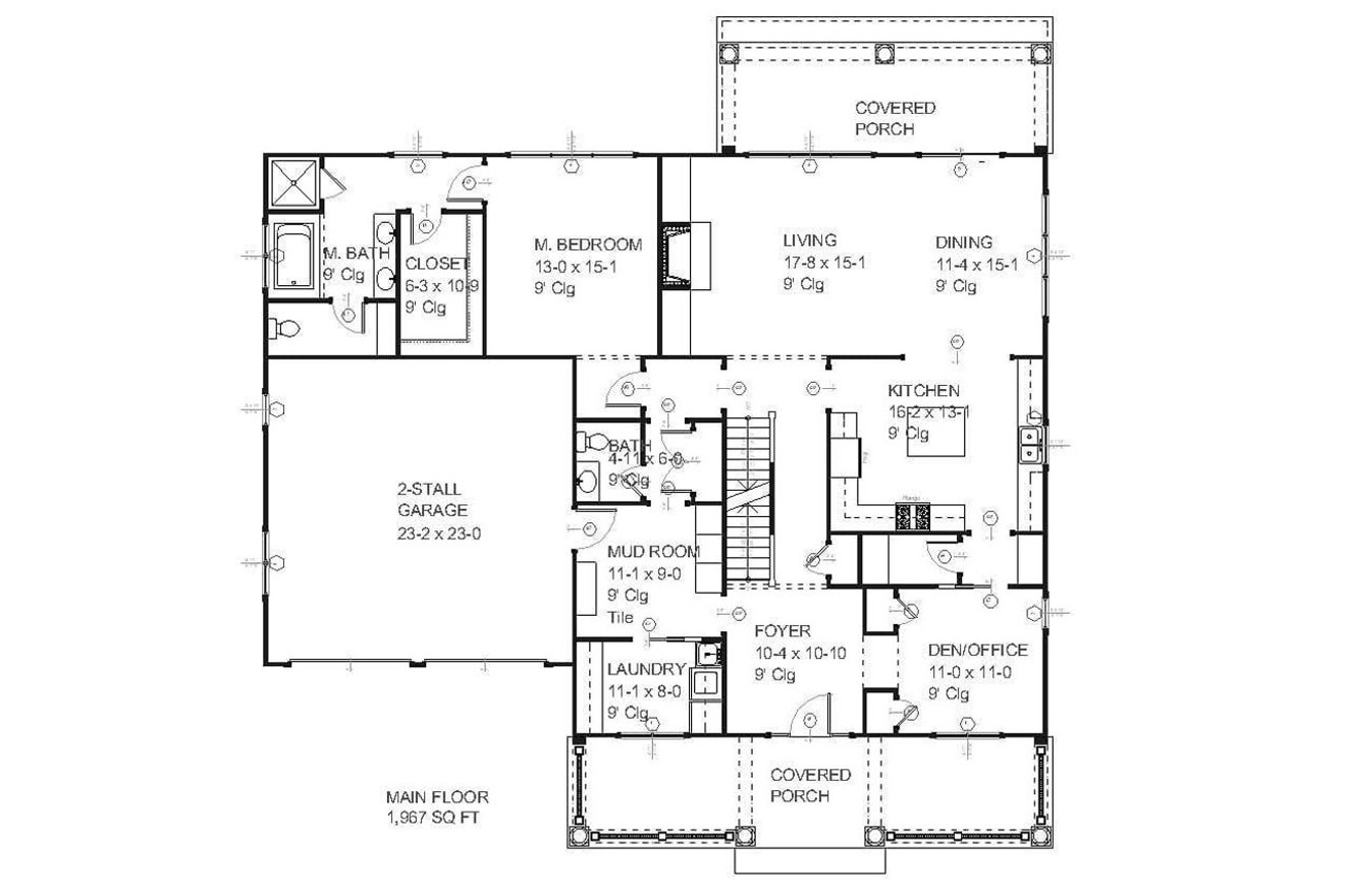 Ranch House Plan - Gladstone 92071 - 1st Floor Plan