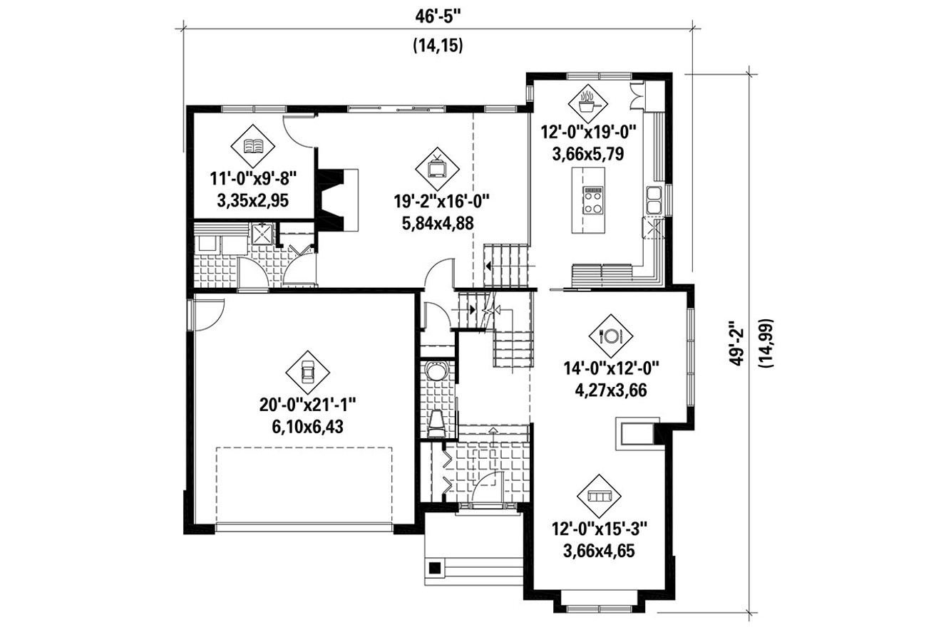 Country House Plan - 92239 - 1st Floor Plan