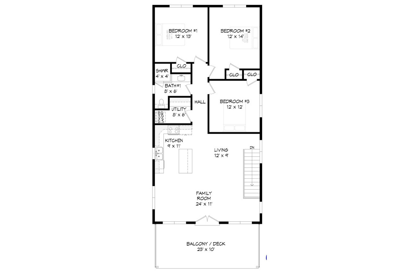 Secondary Image - Modern House Plan - Hollywood 92265 - 2nd Floor Plan