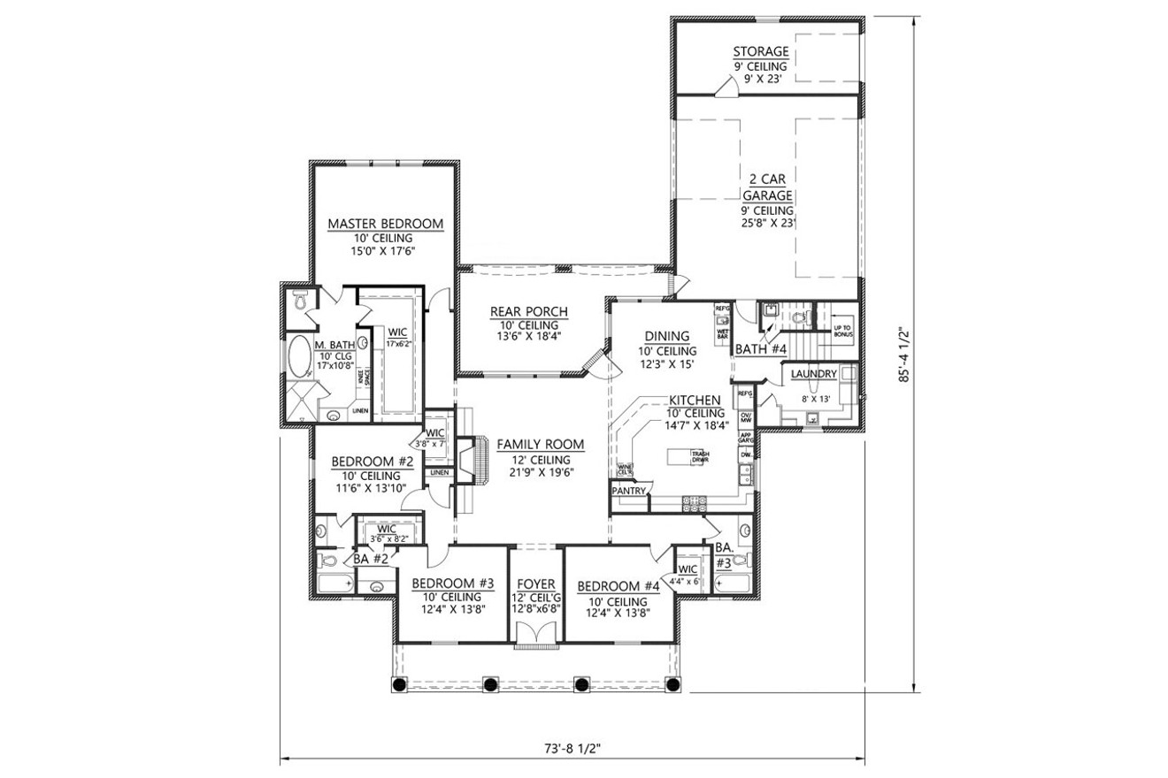 European House Plan - Gatlinburg 92404 - 1st Floor Plan