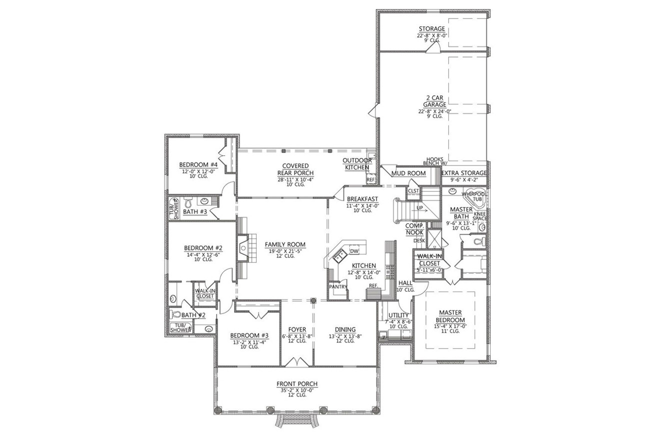 European House Plan - Lagniappe 92519 - 1st Floor Plan