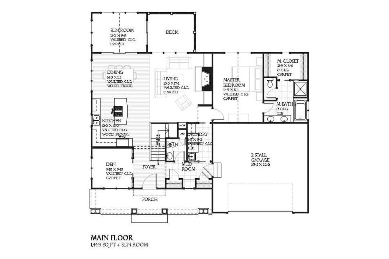 Craftsman House Plan - Tuscan 92653 - 1st Floor Plan