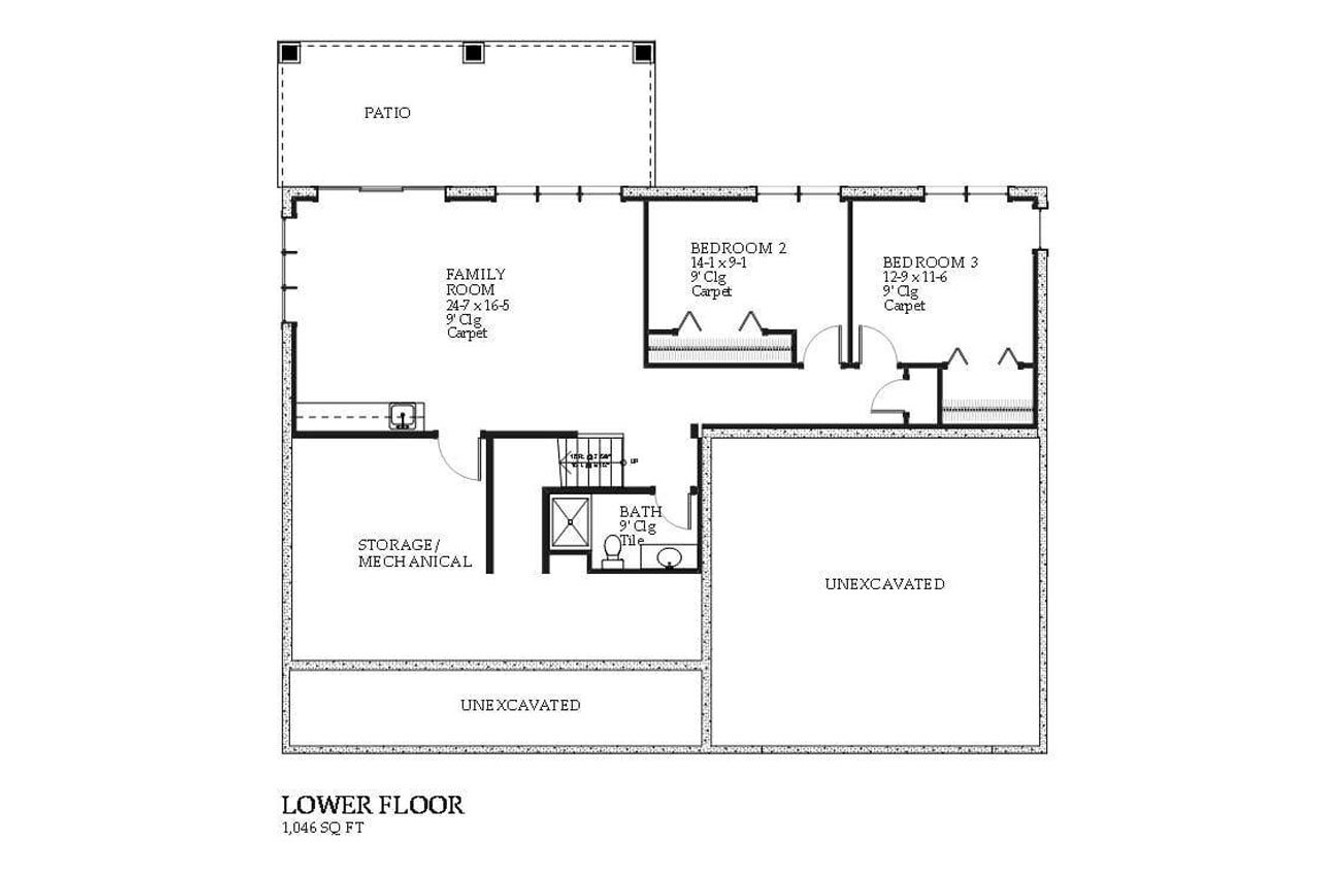Secondary Image - Craftsman House Plan - Tuscan 92653 - Basement Floor Plan