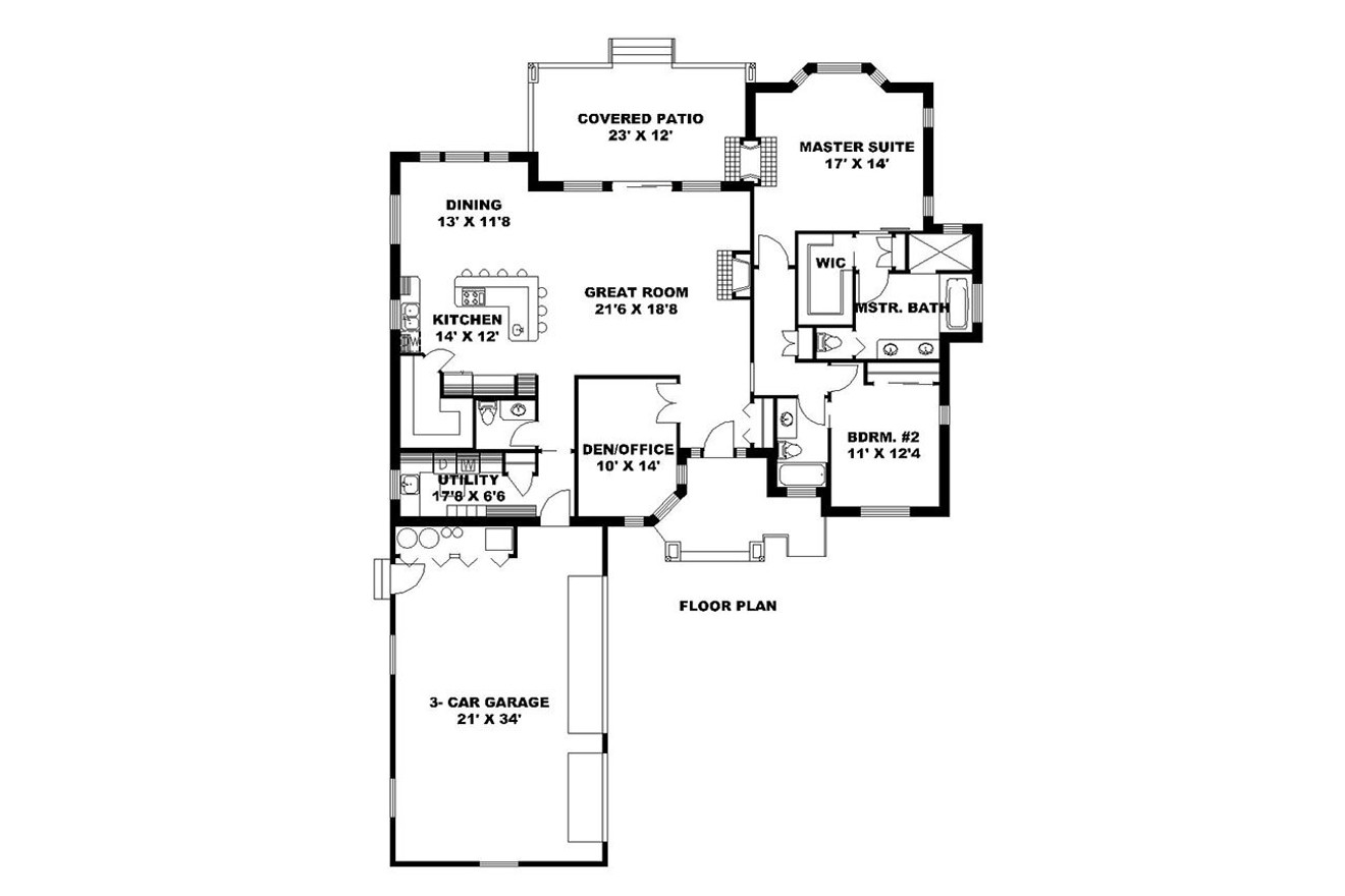 Traditional House Plan - 92654 - 1st Floor Plan