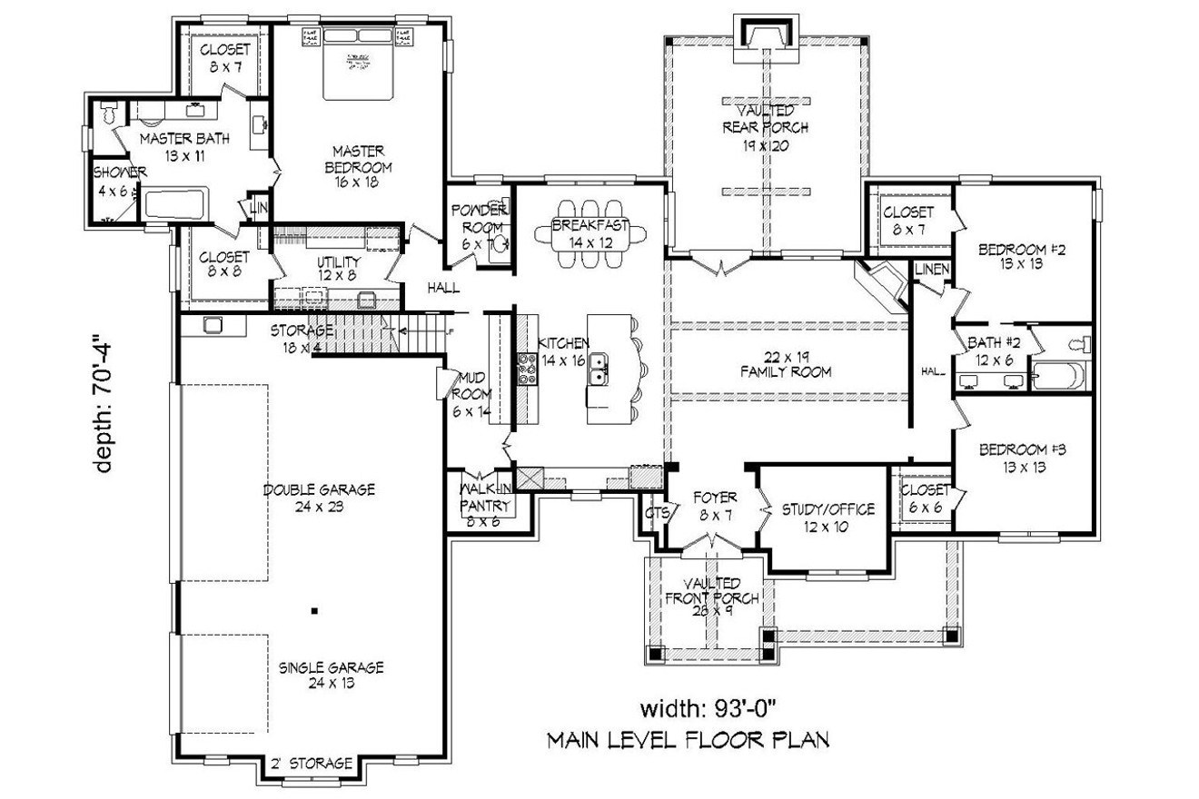 Craftsman House Plan - Tascocita 92787 - 1st Floor Plan