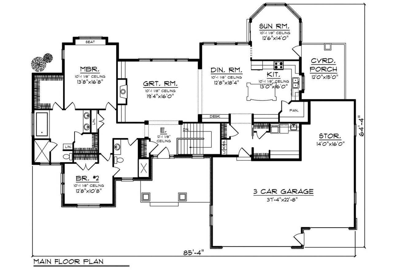 Craftsman House Plan - 92950 - 1st Floor Plan