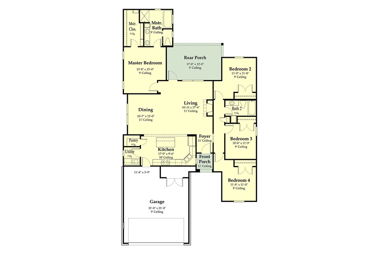 European House Plan - 92973 - 1st Floor Plan