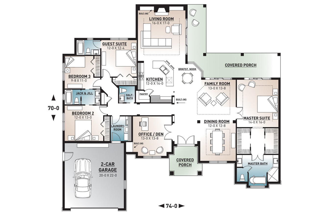 Mediterranean House Plan - Savoy 93445 - 1st Floor Plan